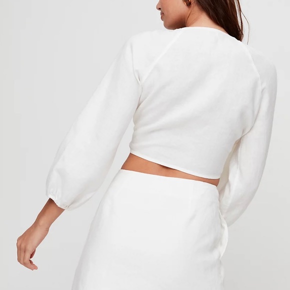 NEW Aritzia Wilfred Tenley Linen Tie-front Top - Picture 3 of 6